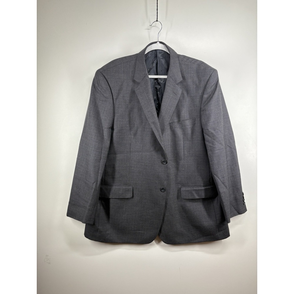 Joseph & Feiss Gold Blazer Jacket Men's 48 R Gray Solid Tweed Vintage See Pictr